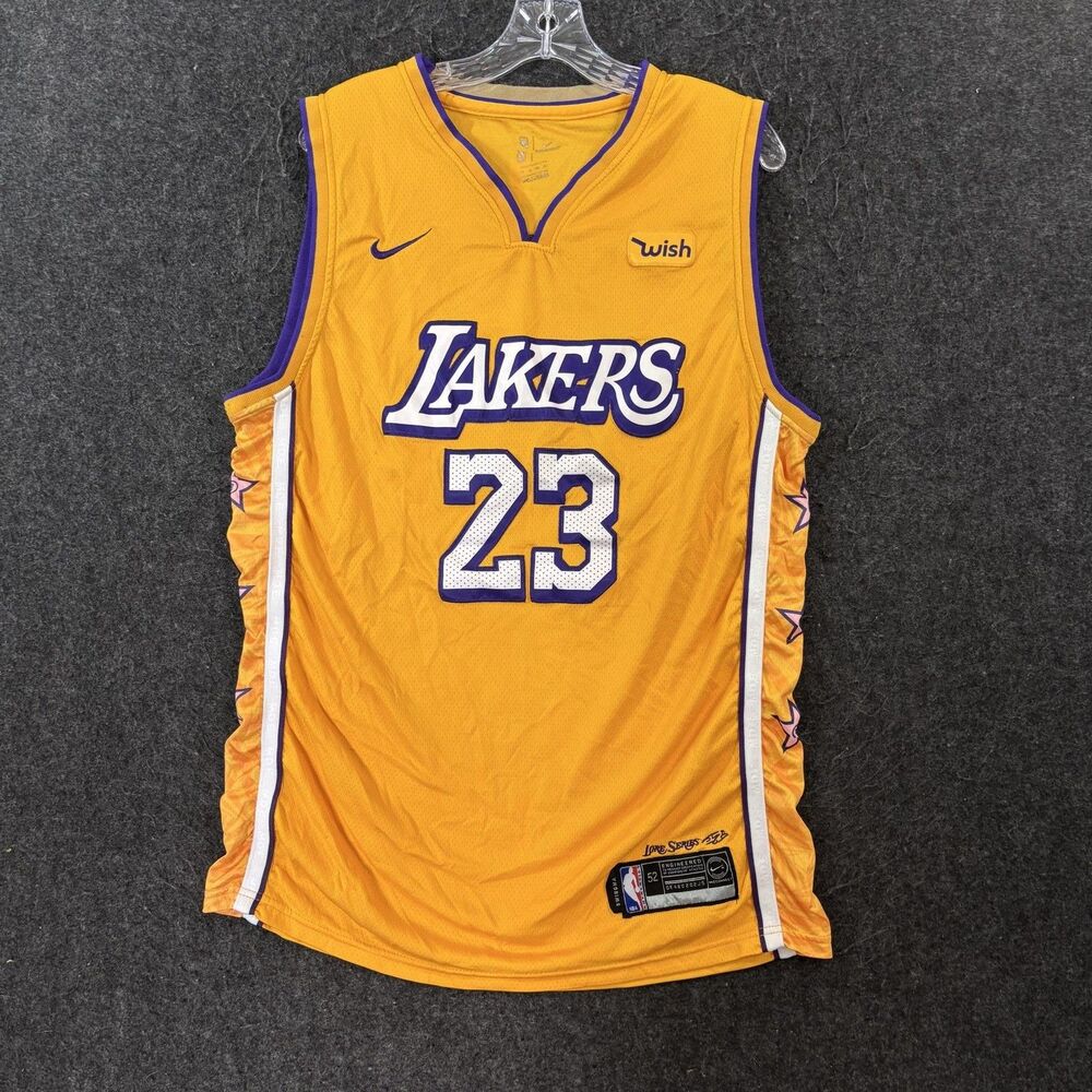 Los Angeles Lakers Jersey Men's 52 XL Yellow LeBron James #23 Nike Lore Series